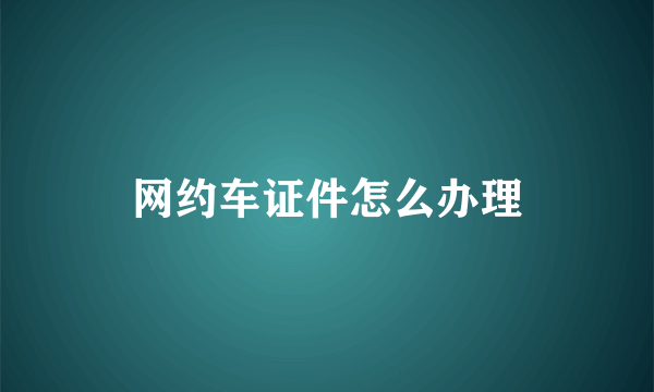 网约车证件怎么办理