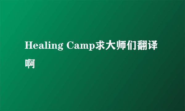 Healing Camp求大师们翻译啊