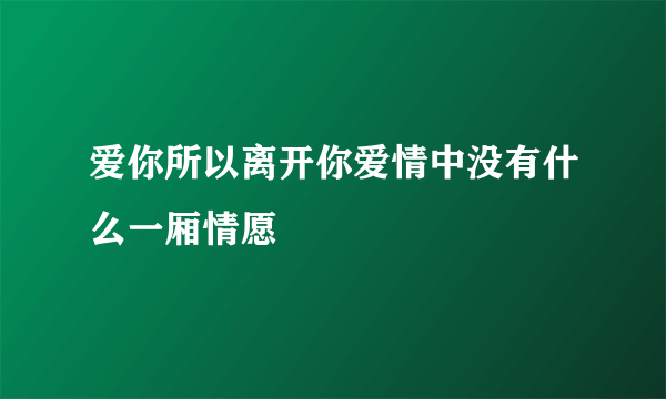 爱你所以离开你爱情中没有什么一厢情愿