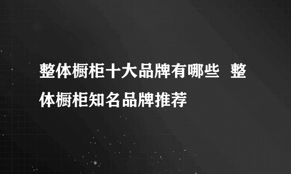 整体橱柜十大品牌有哪些  整体橱柜知名品牌推荐