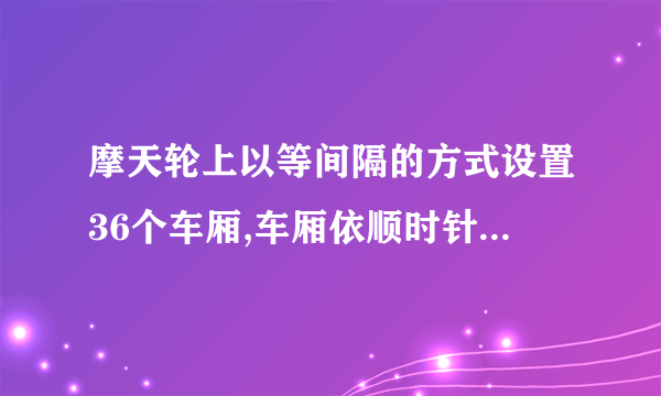 摩天轮上以等间隔的方式设置36个车厢,车厢依顺时针方向分别编号为1号到36号,且摩天轮运行时以逆时针方向等速旋转,旋转一圈花费30分钟.若图2表示21号车厢运行到最高点的情形,则此时经过多少分钟后,3号车厢才会运行到最高点?(  )