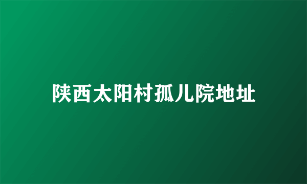 陕西太阳村孤儿院地址