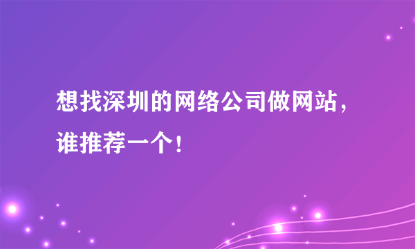 想找深圳的网络公司做网站，谁推荐一个！