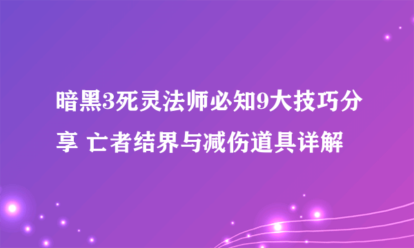 暗黑3死灵法师必知9大技巧分享 亡者结界与减伤道具详解