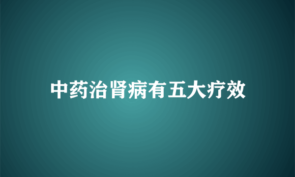 中药治肾病有五大疗效