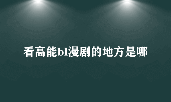 看高能bl漫剧的地方是哪