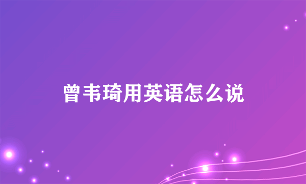 曾韦琦用英语怎么说