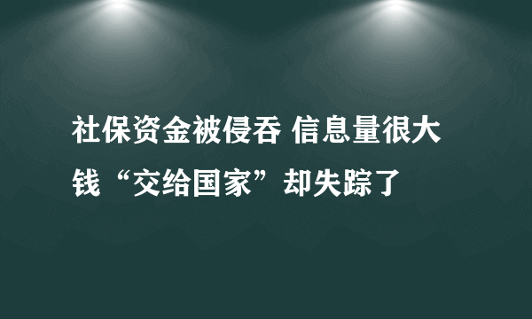 社保资金被侵吞 信息量很大钱“交给国家”却失踪了