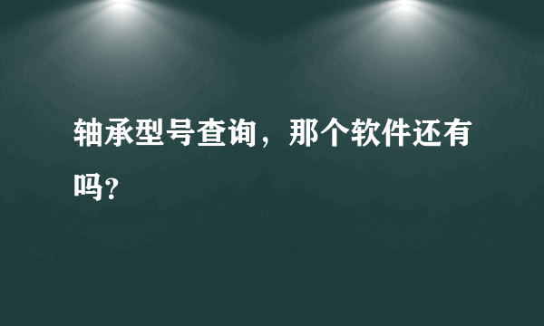 轴承型号查询，那个软件还有吗？