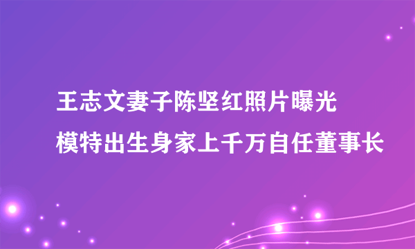 王志文妻子陈坚红照片曝光 模特出生身家上千万自任董事长