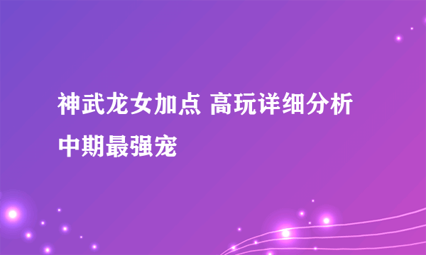 神武龙女加点 高玩详细分析中期最强宠