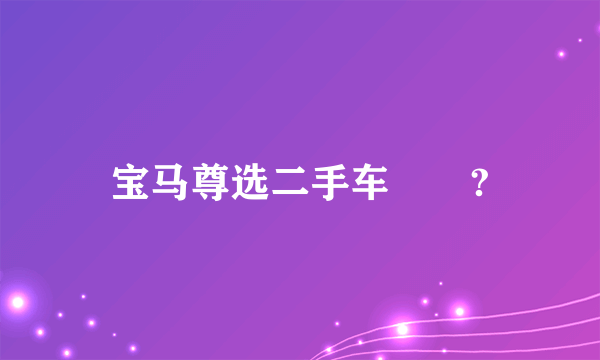 宝马尊选二手车問題?