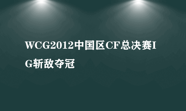 WCG2012中国区CF总决赛IG斩敌夺冠