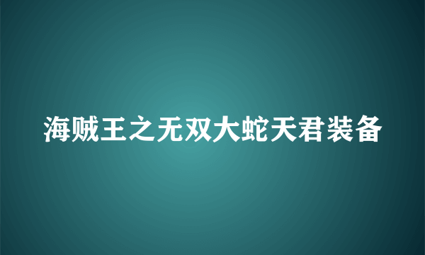 海贼王之无双大蛇天君装备