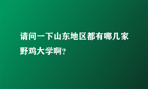 请问一下山东地区都有哪几家野鸡大学啊？