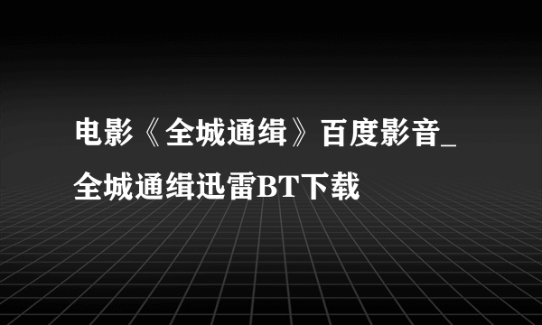 电影《全城通缉》百度影音_全城通缉迅雷BT下载