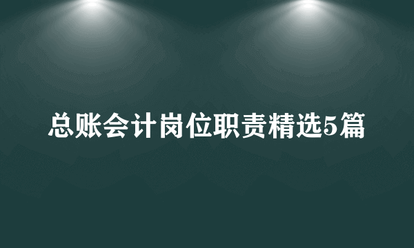 总账会计岗位职责精选5篇