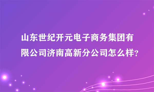 山东世纪开元电子商务集团有限公司济南高新分公司怎么样？