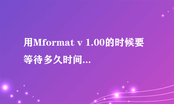 用Mformat v 1.00的时候要等待多久时间呀~U盘才能用呀