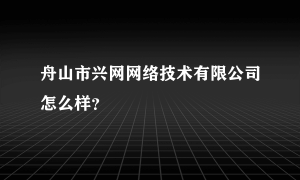 舟山市兴网网络技术有限公司怎么样？