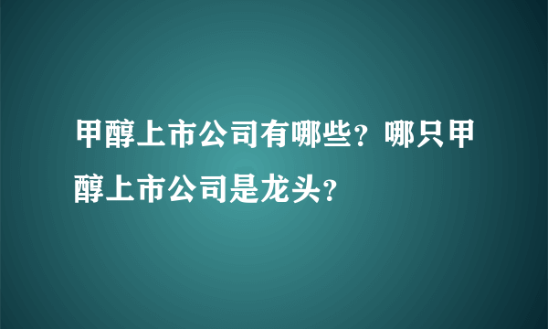 甲醇上市公司有哪些？哪只甲醇上市公司是龙头？