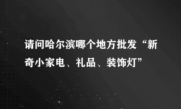 请问哈尔滨哪个地方批发“新奇小家电、礼品、装饰灯”