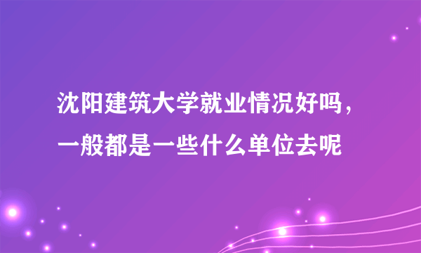 沈阳建筑大学就业情况好吗，一般都是一些什么单位去呢