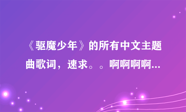 《驱魔少年》的所有中文主题曲歌词，速求。。啊啊啊啊啊啊啊！