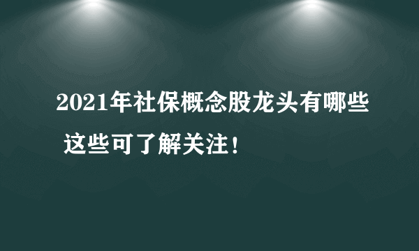 2021年社保概念股龙头有哪些 这些可了解关注！