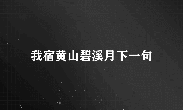 我宿黄山碧溪月下一句