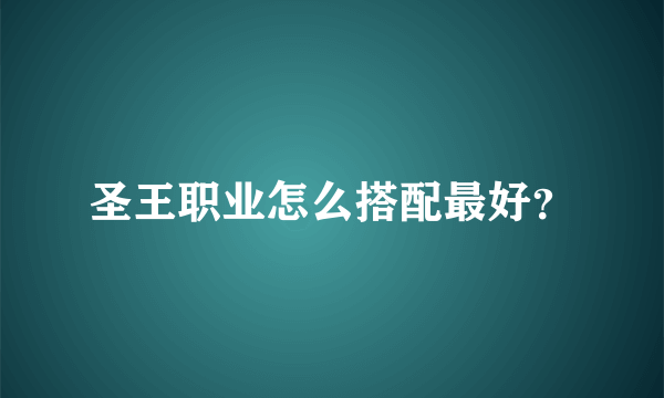 圣王职业怎么搭配最好？