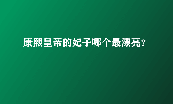 康熙皇帝的妃子哪个最漂亮？