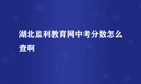 湖北监利教育网中考分数怎么查啊