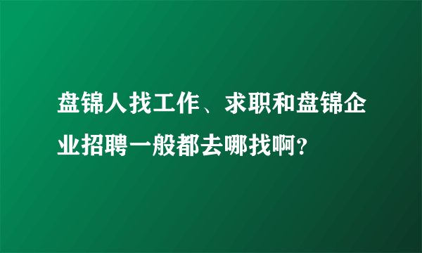 盘锦人找工作、求职和盘锦企业招聘一般都去哪找啊？