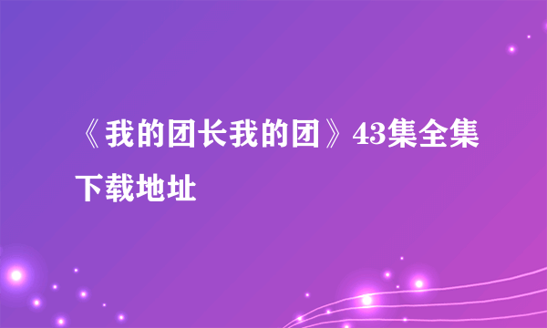 《我的团长我的团》43集全集下载地址