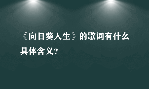 《向日葵人生》的歌词有什么具体含义？