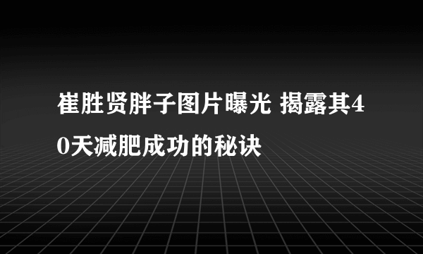 崔胜贤胖子图片曝光 揭露其40天减肥成功的秘诀