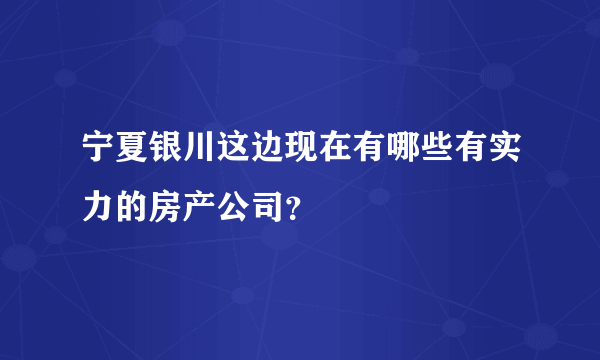 宁夏银川这边现在有哪些有实力的房产公司？