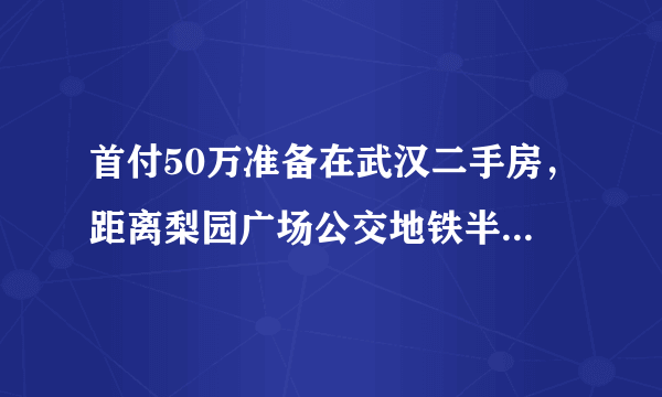 首付50万准备在武汉二手房，距离梨园广场公交地铁半小时车程，新一点的小区有哪些？