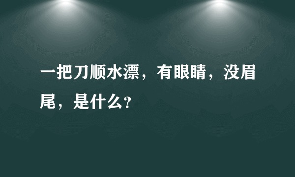 一把刀顺水漂，有眼睛，没眉尾，是什么？