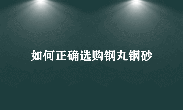 如何正确选购钢丸钢砂