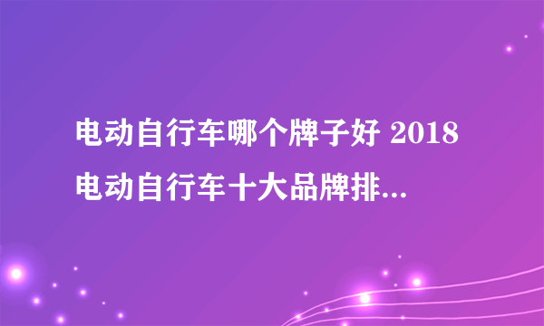 电动自行车哪个牌子好 2018电动自行车十大品牌排行榜推荐