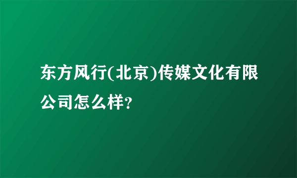 东方风行(北京)传媒文化有限公司怎么样？