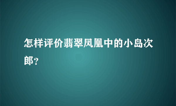 怎样评价翡翠凤凰中的小岛次郎？