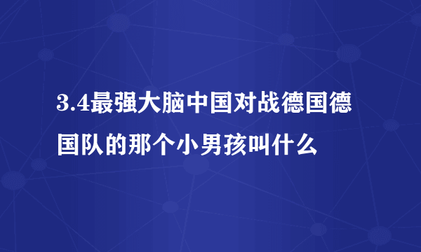 3.4最强大脑中国对战德国德国队的那个小男孩叫什么