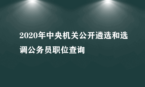 2020年中央机关公开遴选和选调公务员职位查询