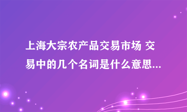 上海大宗农产品交易市场 交易中的几个名词是什么意思一.转让二转今优先三订立