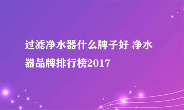 过滤净水器什么牌子好 净水器品牌排行榜2017