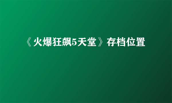 《火爆狂飙5天堂》存档位置