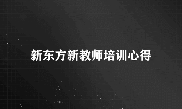 新东方新教师培训心得